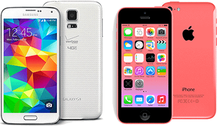 Galaxy S5 et Apple iPhone 5c